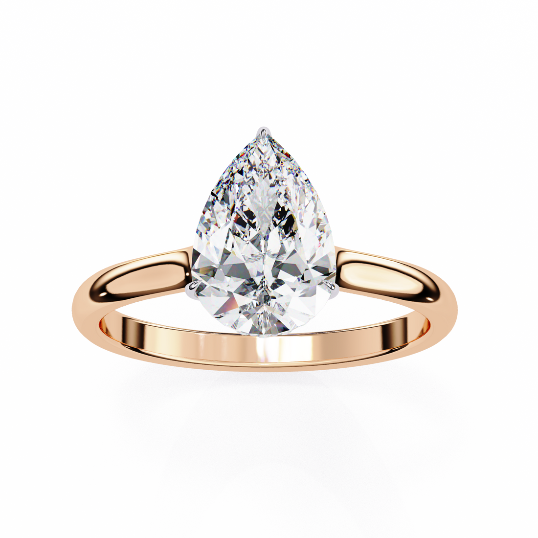 Elegant Pear-Cut Solitaire Ring in White Finish | 925 Sterling Silver
