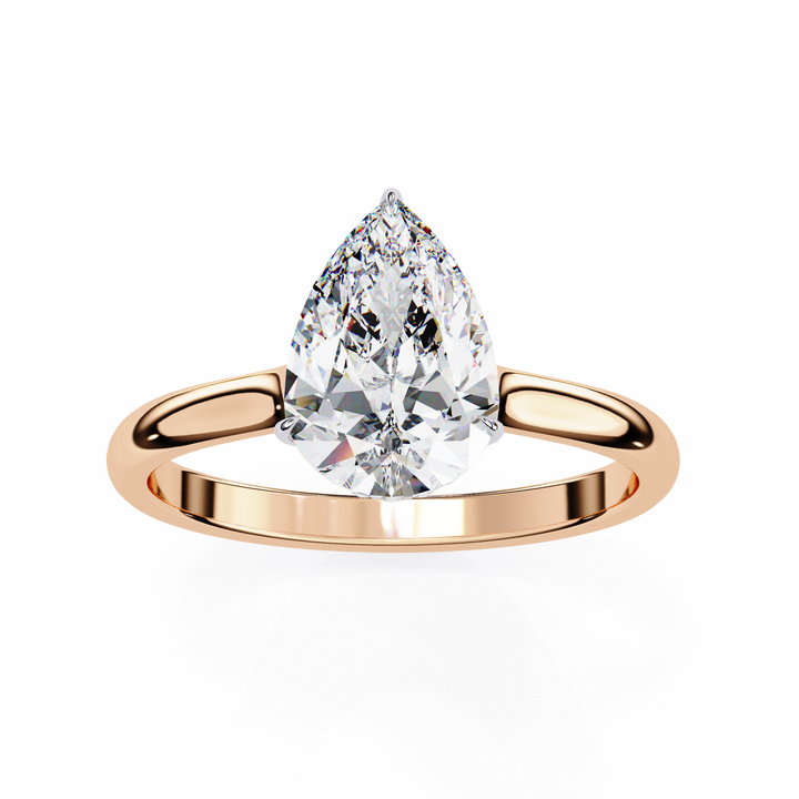 Elegant Pear-Cut Solitaire Ring in White Finish | 925 Sterling Silver
