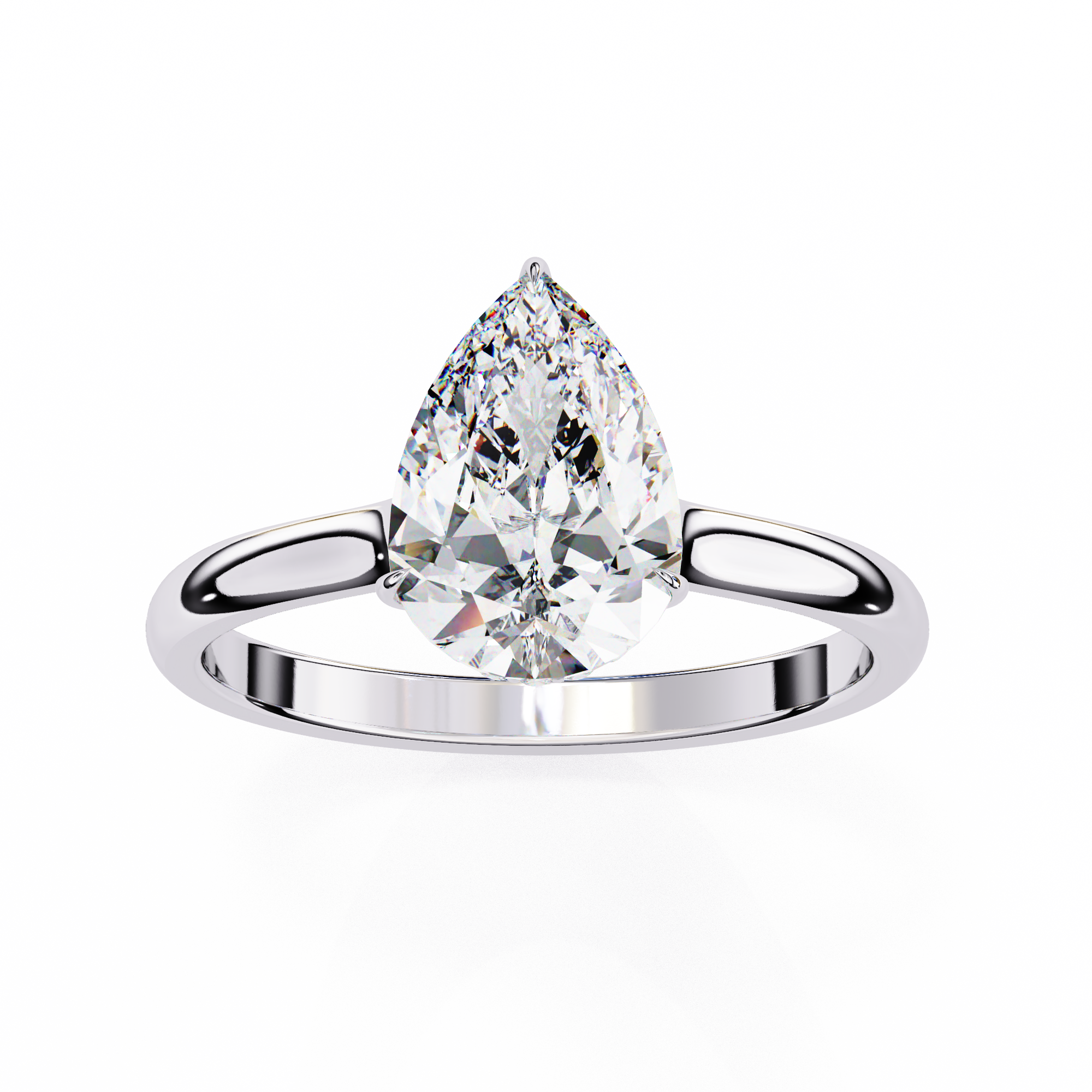 Elegant Pear-Cut Solitaire Ring in White Finish | 925 Sterling Silver