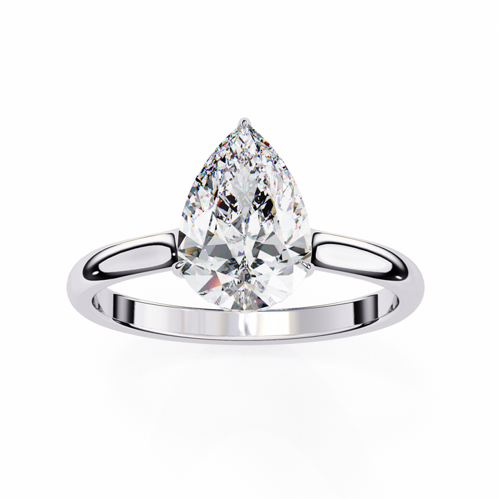 Elegant Pear-Cut Solitaire Ring in White Finish | 925 Sterling Silver