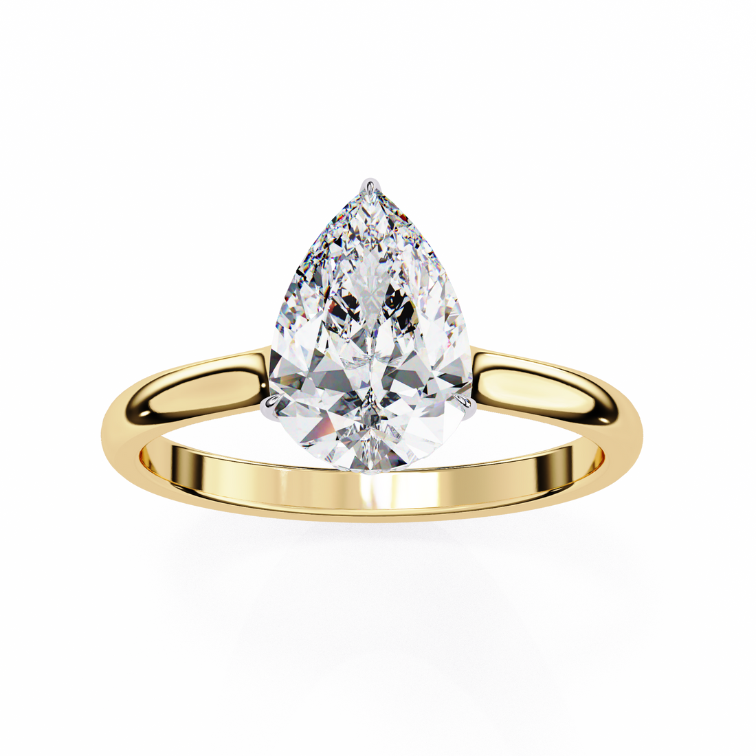 Elegant Pear-Cut Solitaire Ring in White Finish | 925 Sterling Silver