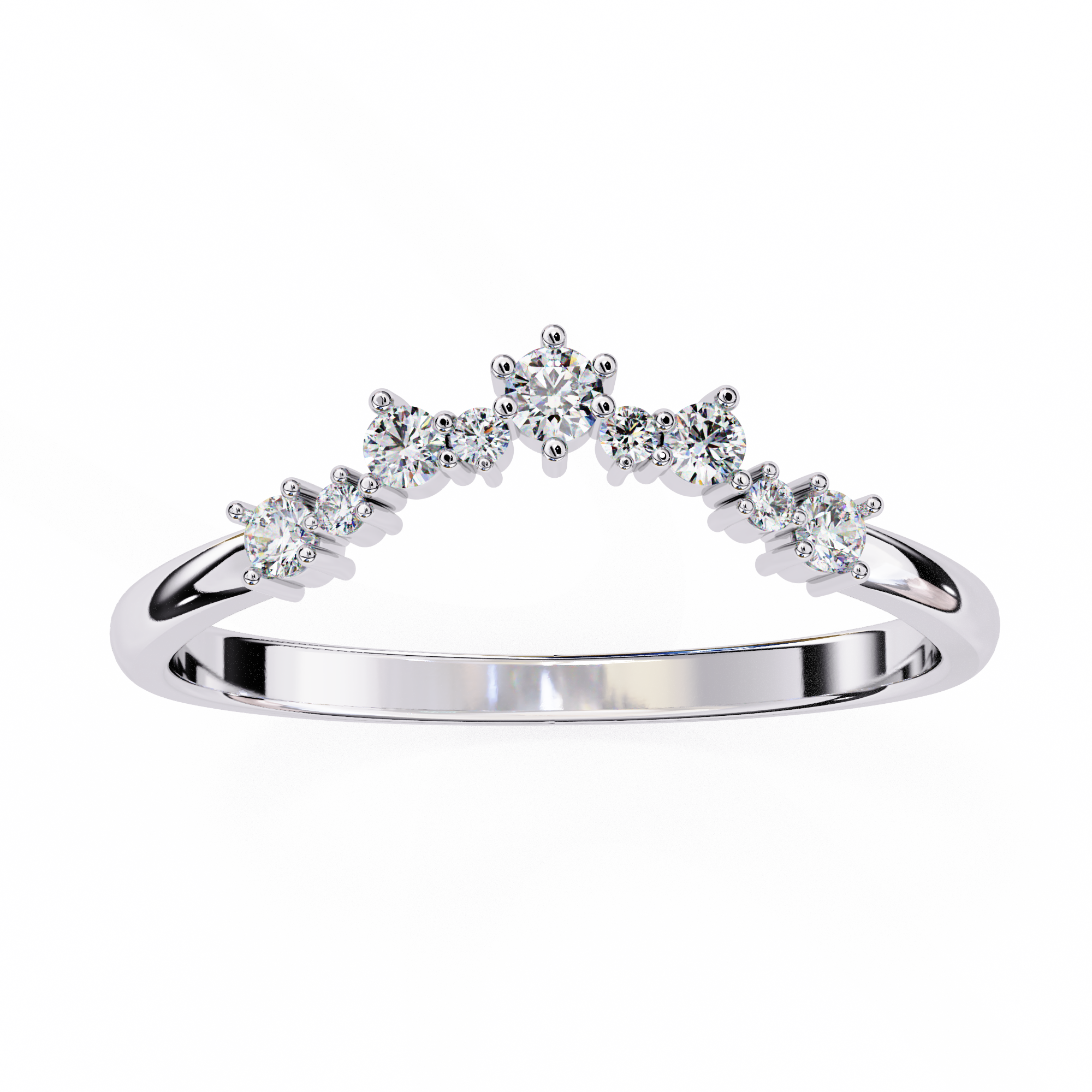 Tiara Glow Curved Stackable Ring | 925 Pure Sterling Silver