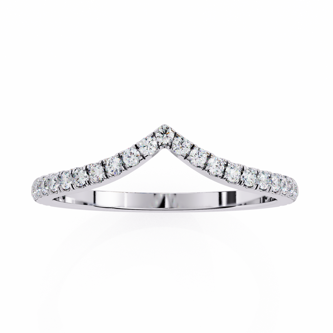 Regal V-Curve Diamond Band | 925 Pure Sterling Silver