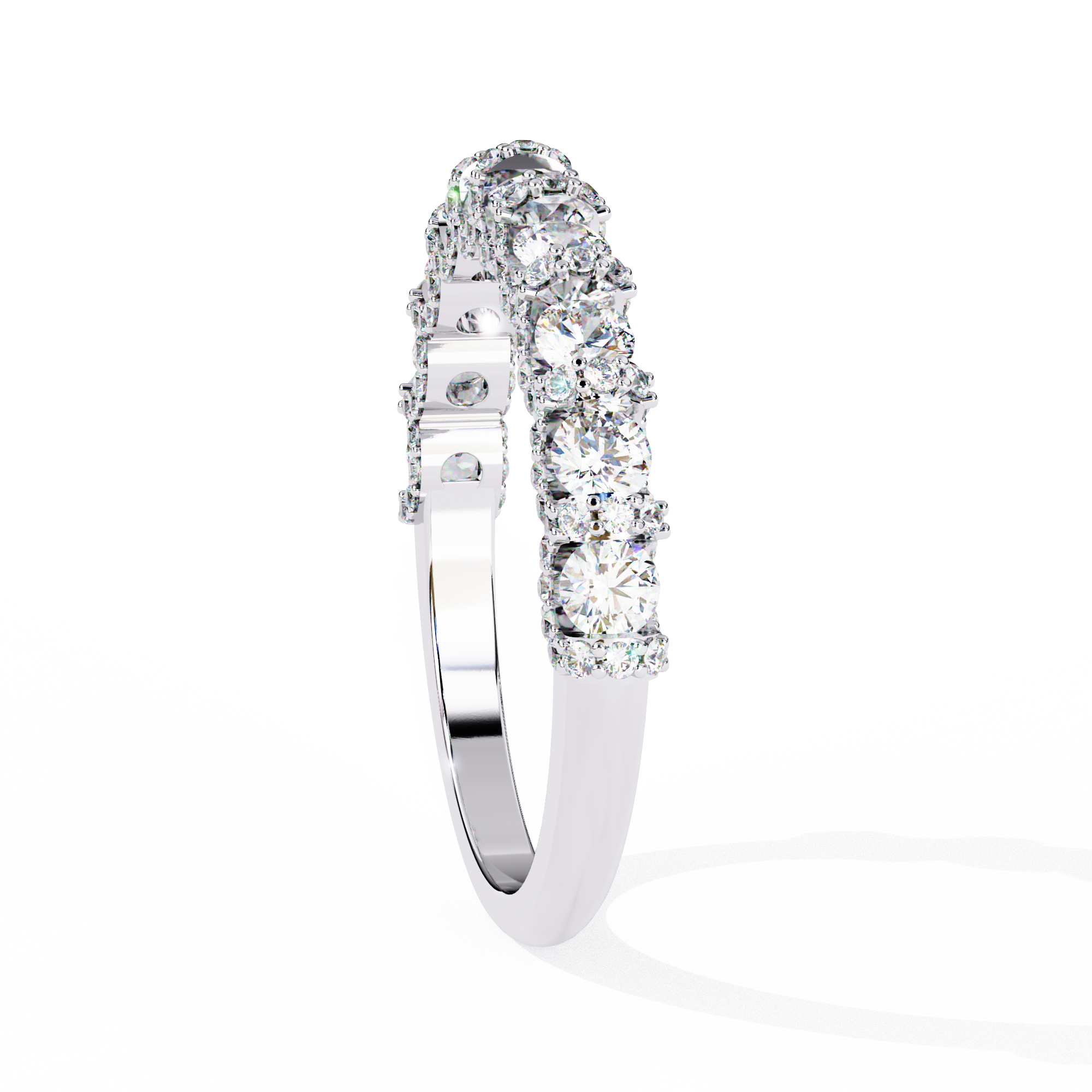 Radiant Round Half Eternity Ring | 925 Pure Sterling Silver