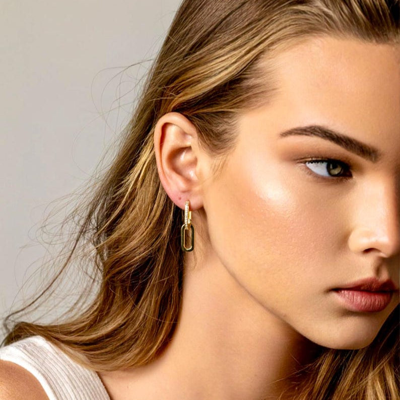 golden link earrings