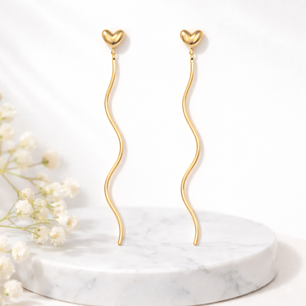 Cashew Heart Chain Earrings