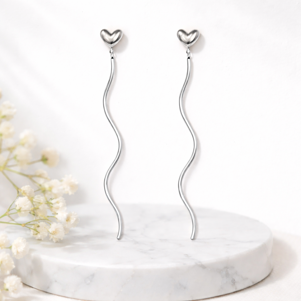 Cashew Heart Chain Earrings