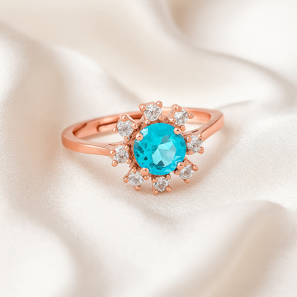 Orope’s Blue Bloom Adjustable Ring made with 925 Pure Sterling Silver