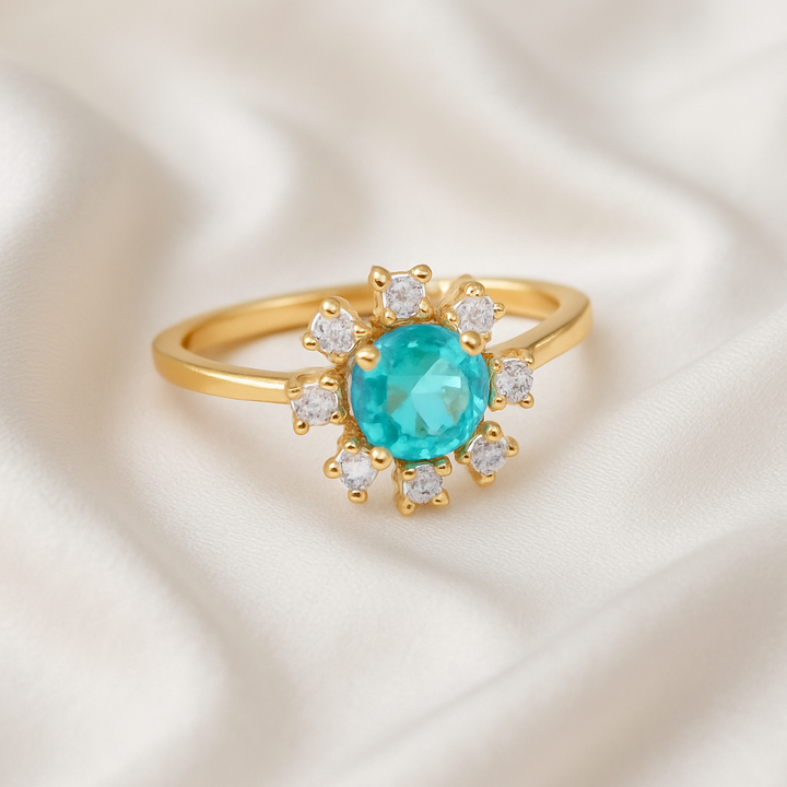 Orope’s Blue Bloom Adjustable Ring made with 925 Pure Sterling Silver