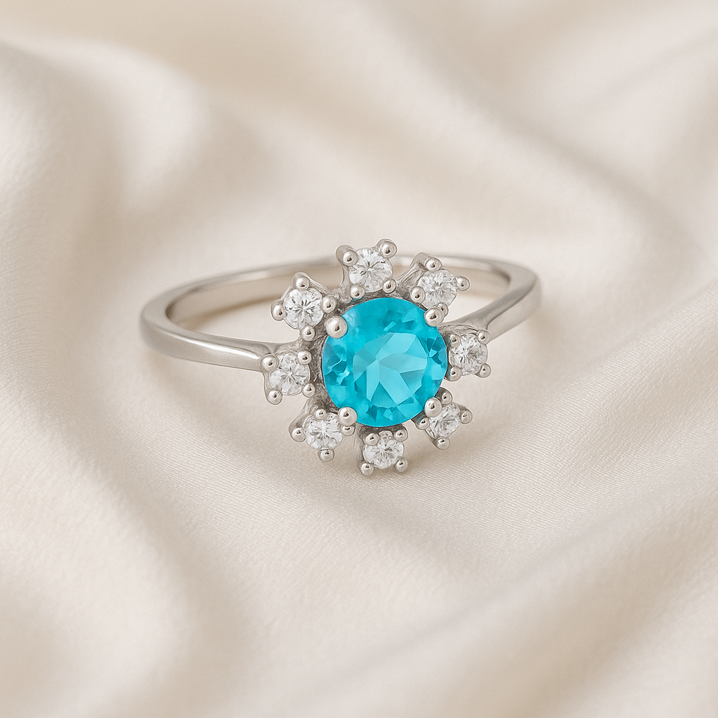 Orope’s Blue Bloom Adjustable Ring made with 925 Pure Sterling Silver