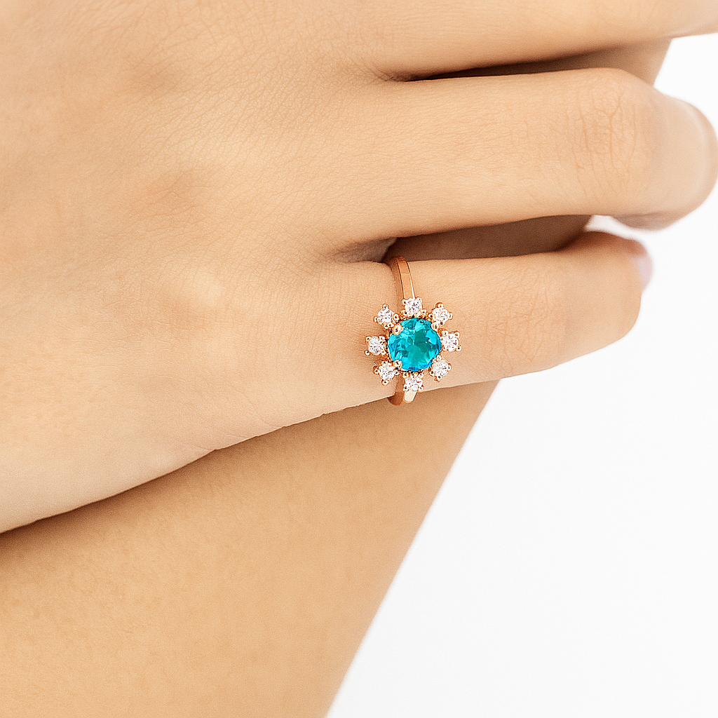 Orope’s Blue Bloom Adjustable Ring made with 925 Pure Sterling Silver