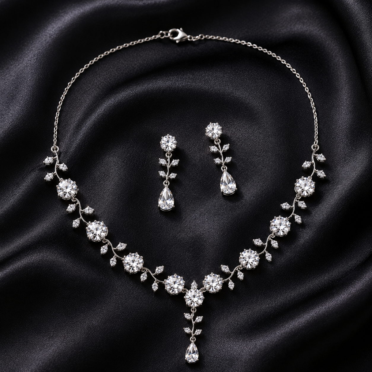 Luxury Silver Necklace Set