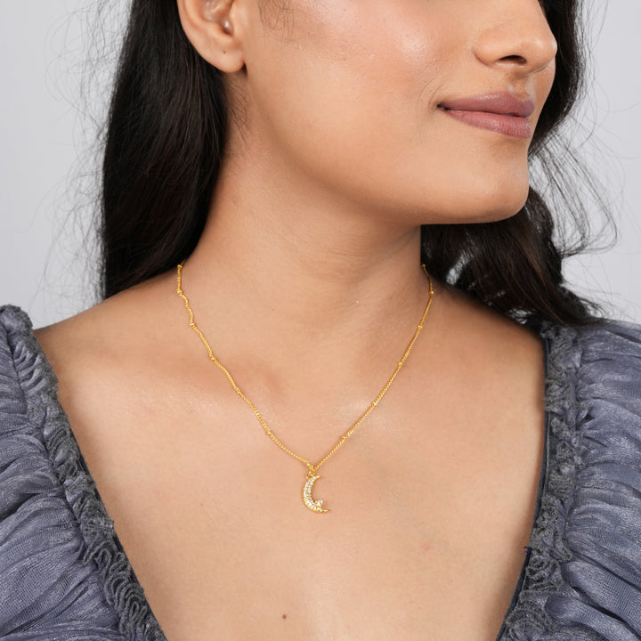 Orope's Gold Moon Necklace 925 Pure Sterling Silver