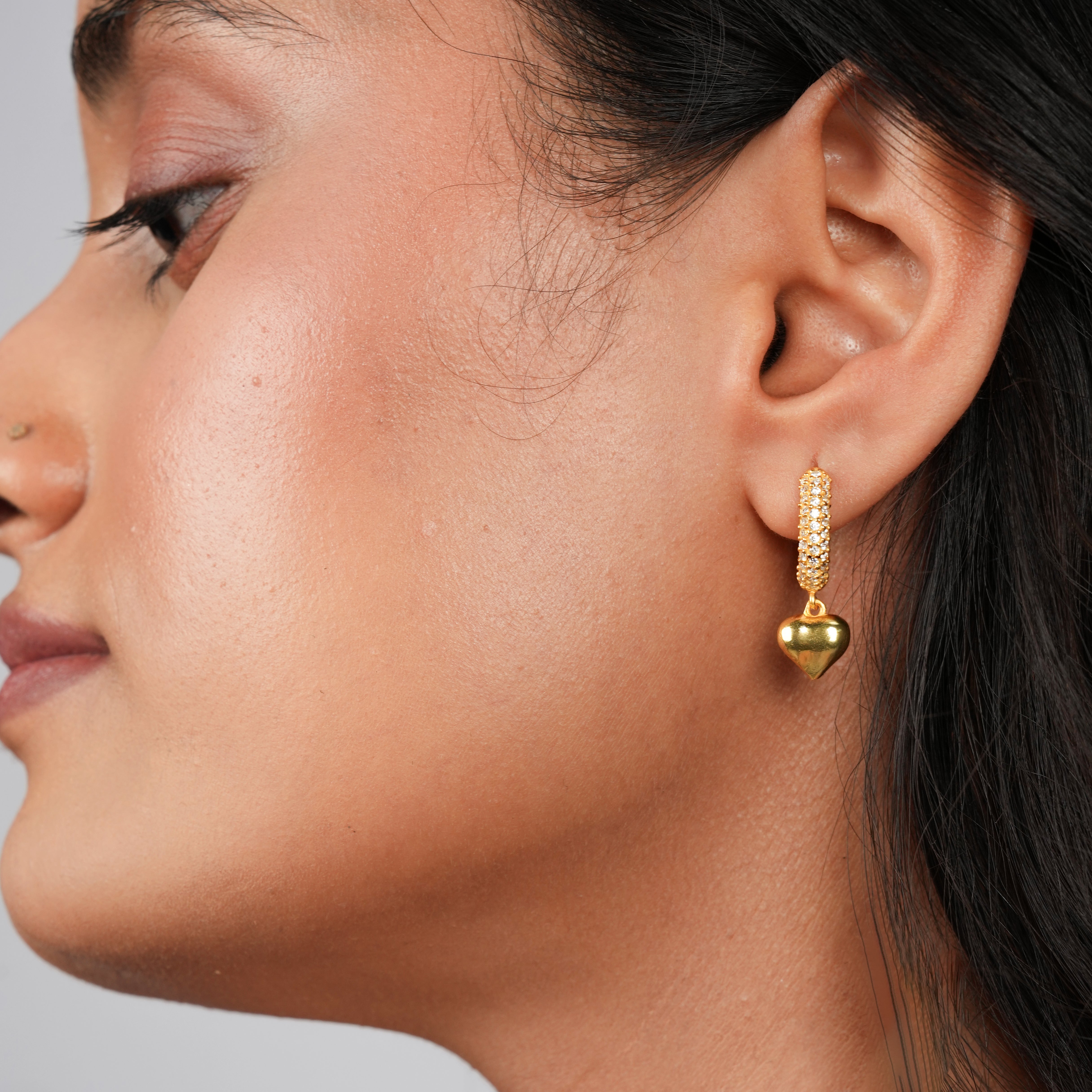 Orope’s Golden Heart Earrings made with 925 Pure Sterling Silver