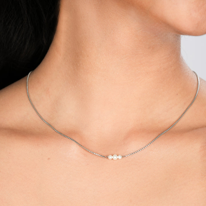 Orope's Dainty 3 Pearls Necklace 925 Pure Sterling Silver
