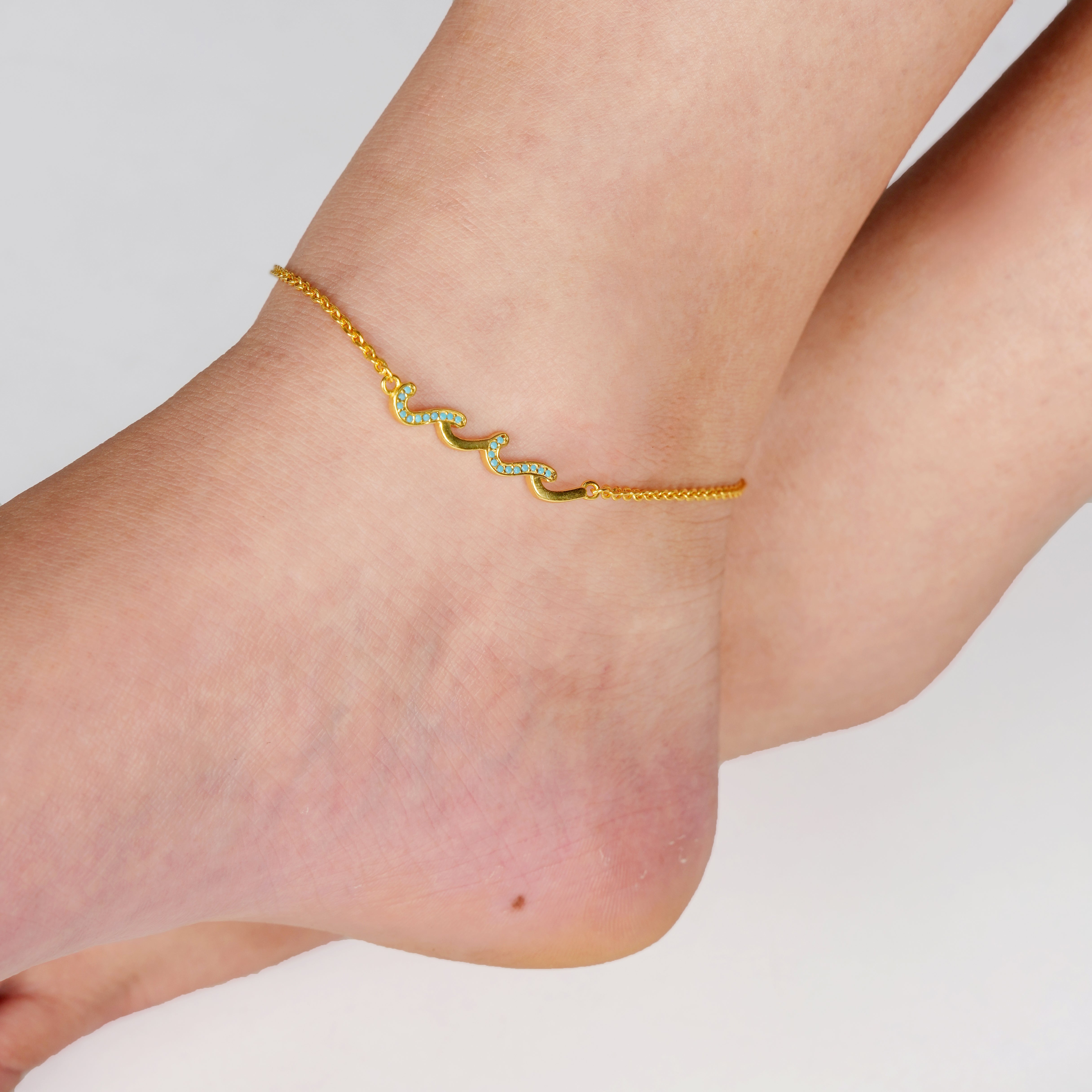 Orope’s Perimade Ocean Wave Charm Anklet made with 925 Pure Sterling Silver