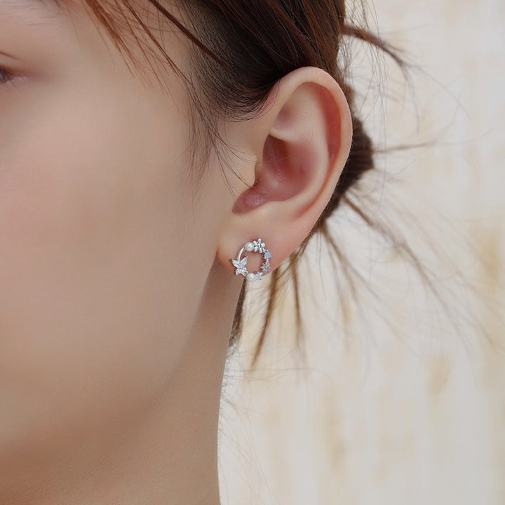 Orope's Tiny Flower Wreath Stud Earrings 925 Pure Sterling Silver