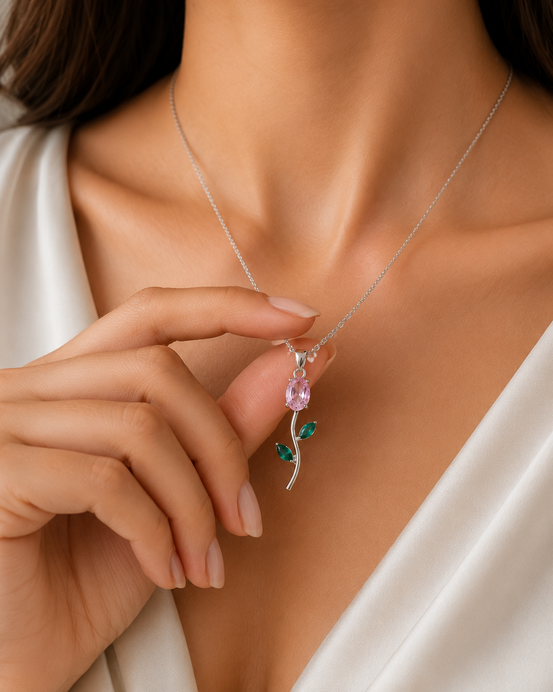 Pink Rose Necklace