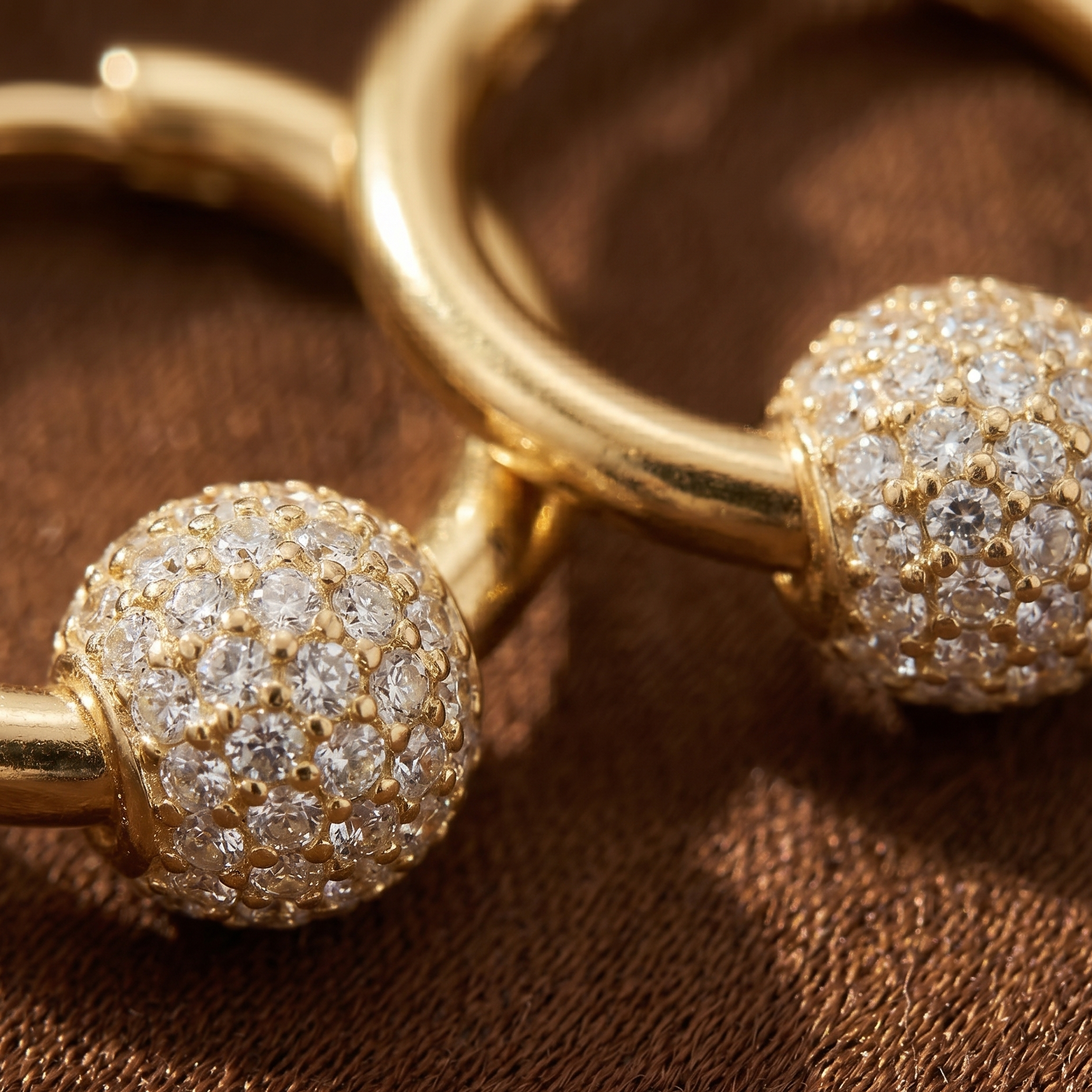 crystal ball charm gold hoop earrings