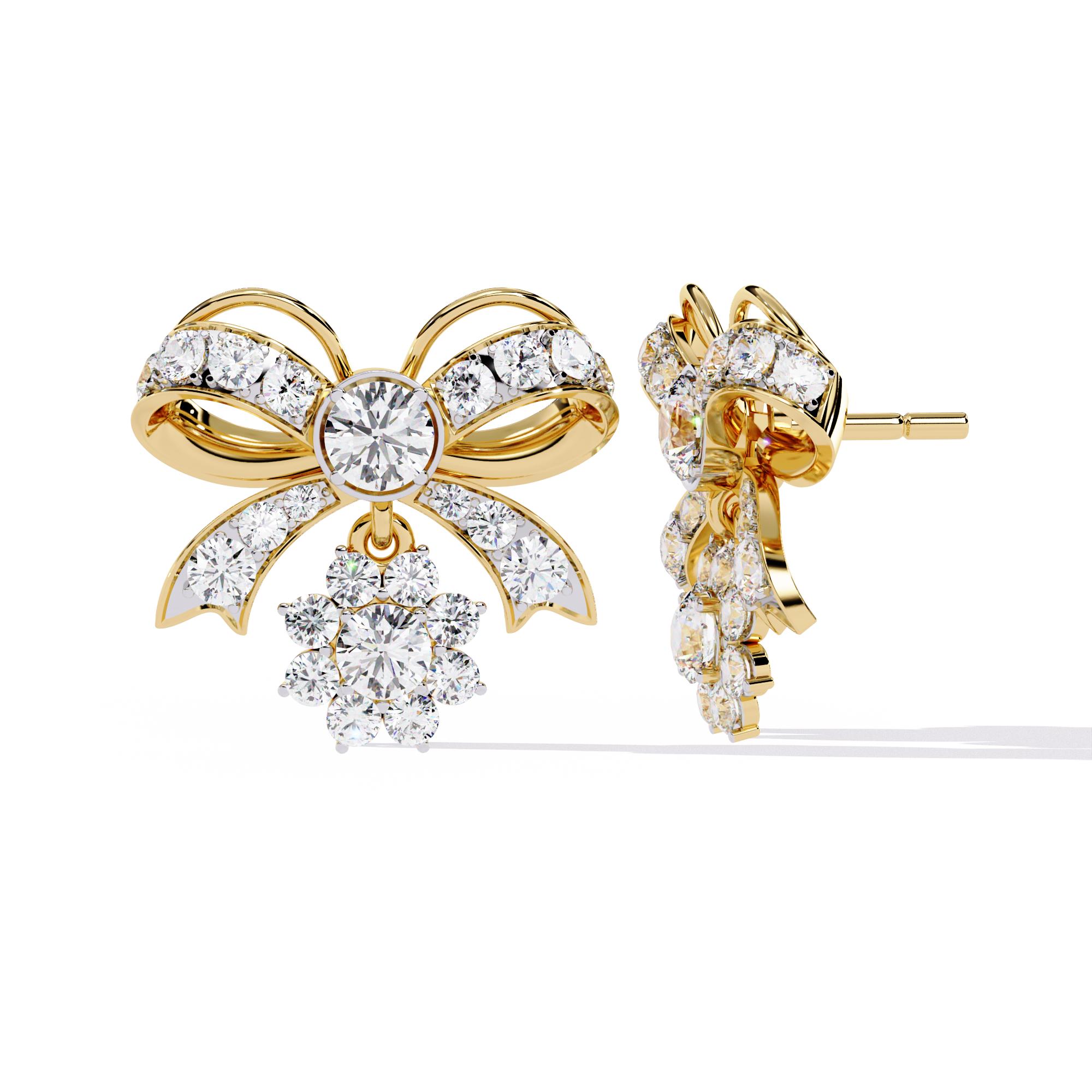 Celestial Bow Bloom Stud Earrings | 925 Sterling Silver