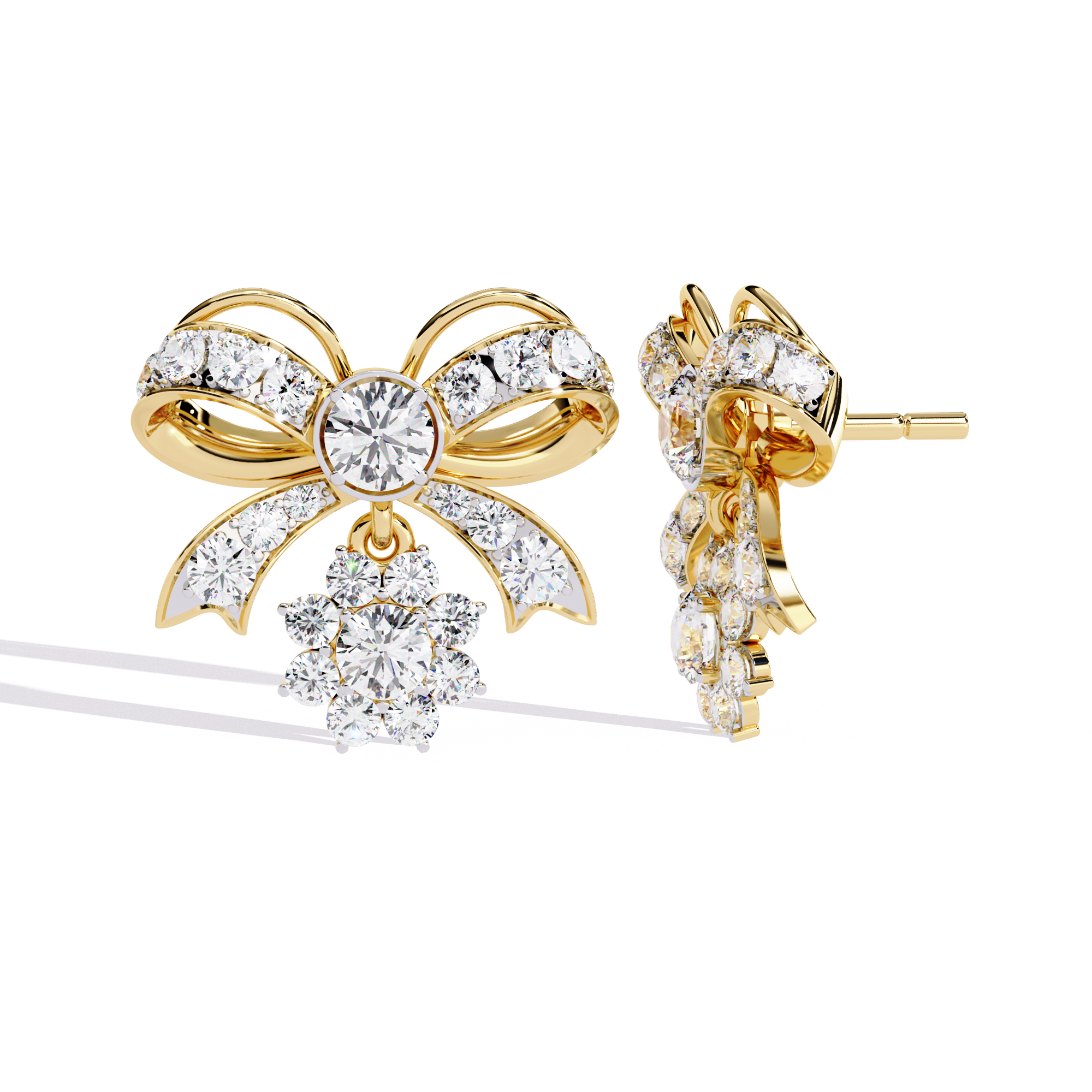 Celestial Bow Bloom Stud Earrings | 925 Sterling Silver