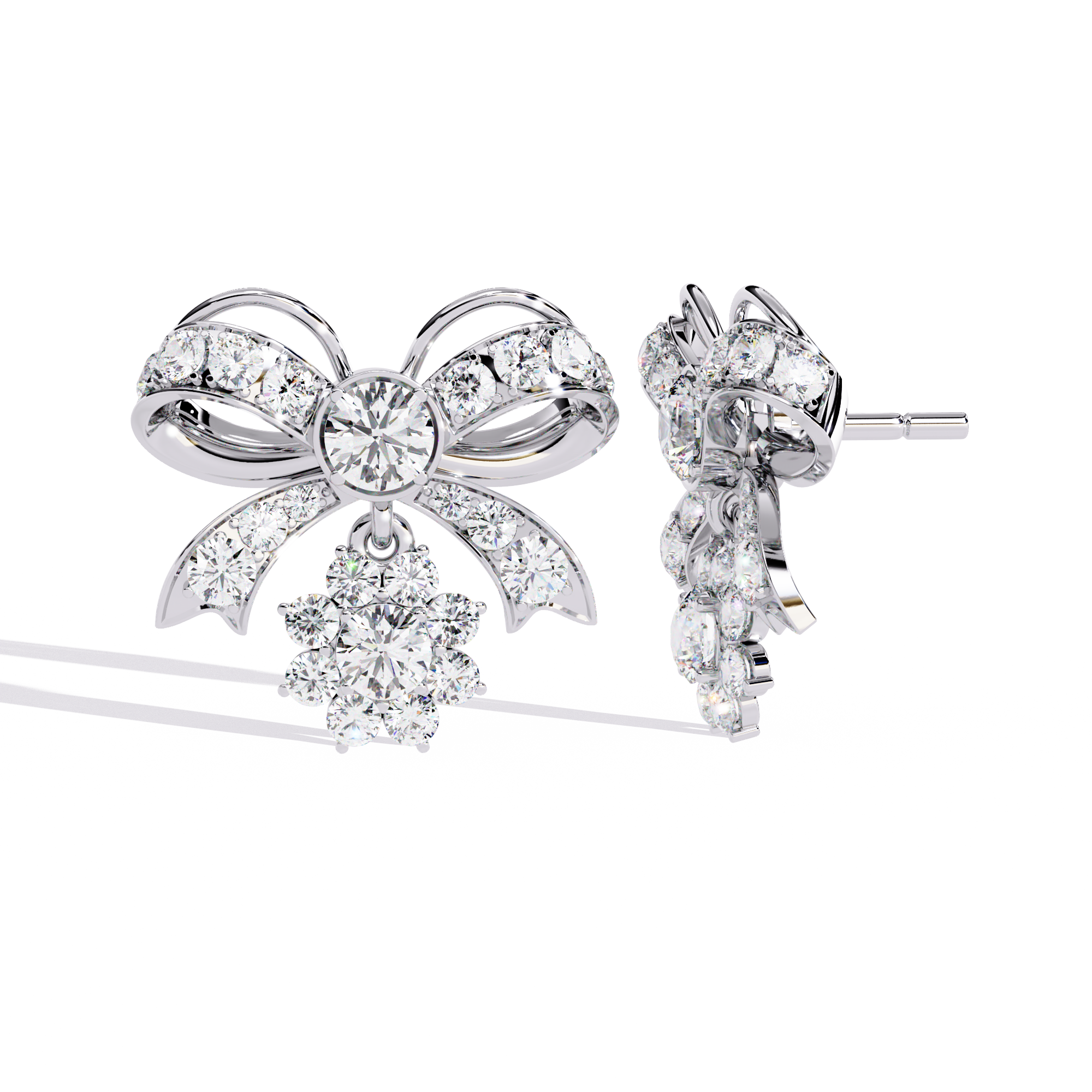 Celestial Bow Bloom Stud Earrings | 925 Sterling Silver