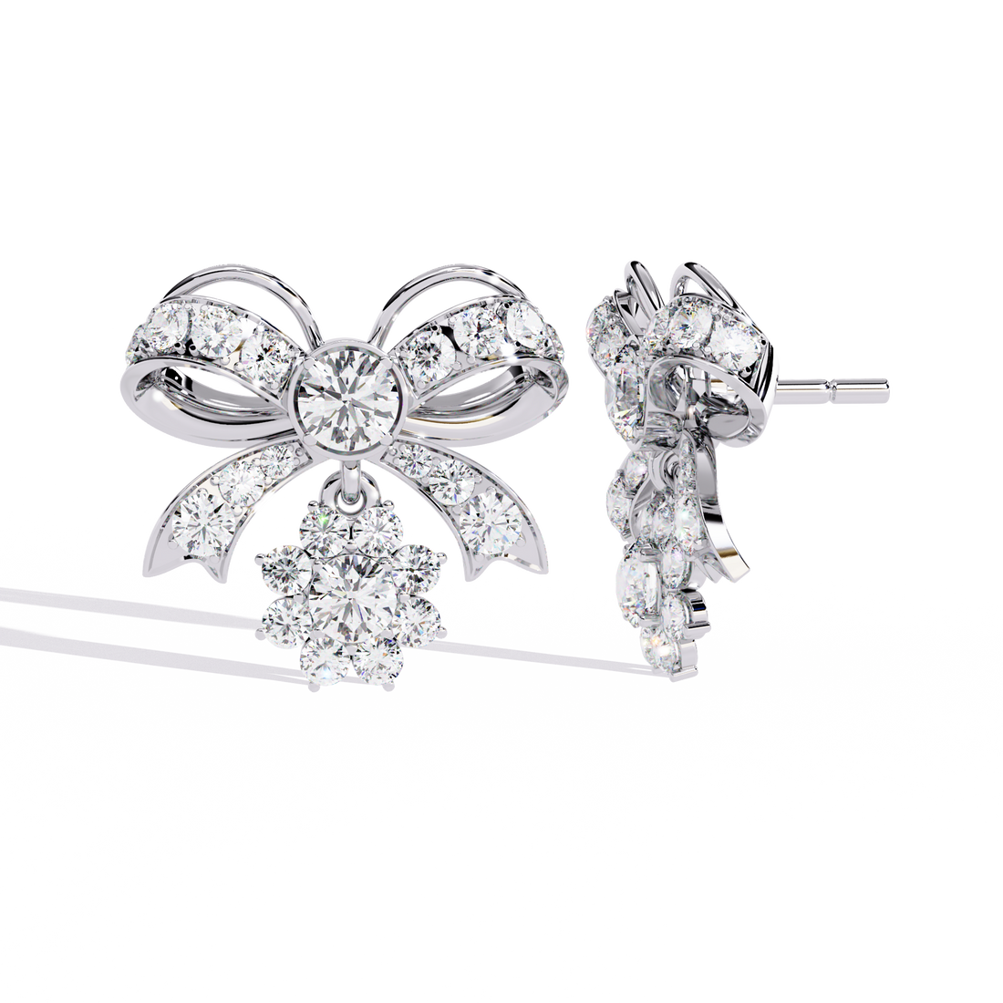 Celestial Bow Bloom Stud Earrings | 925 Sterling Silver