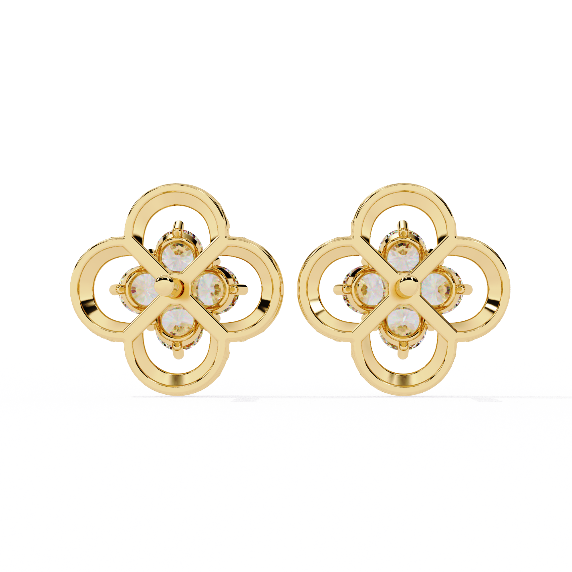 Golden Blooming Flower Stud Earrings