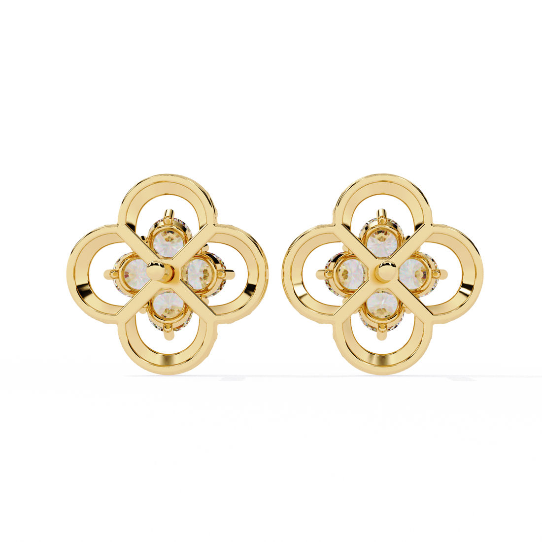 Golden Blooming Flower Stud Earrings