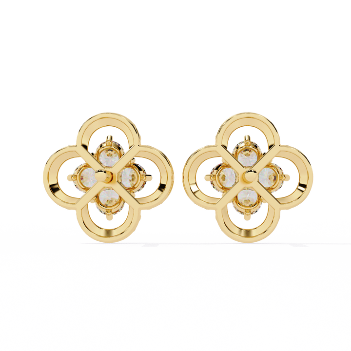 Golden Blooming Flower Stud Earrings