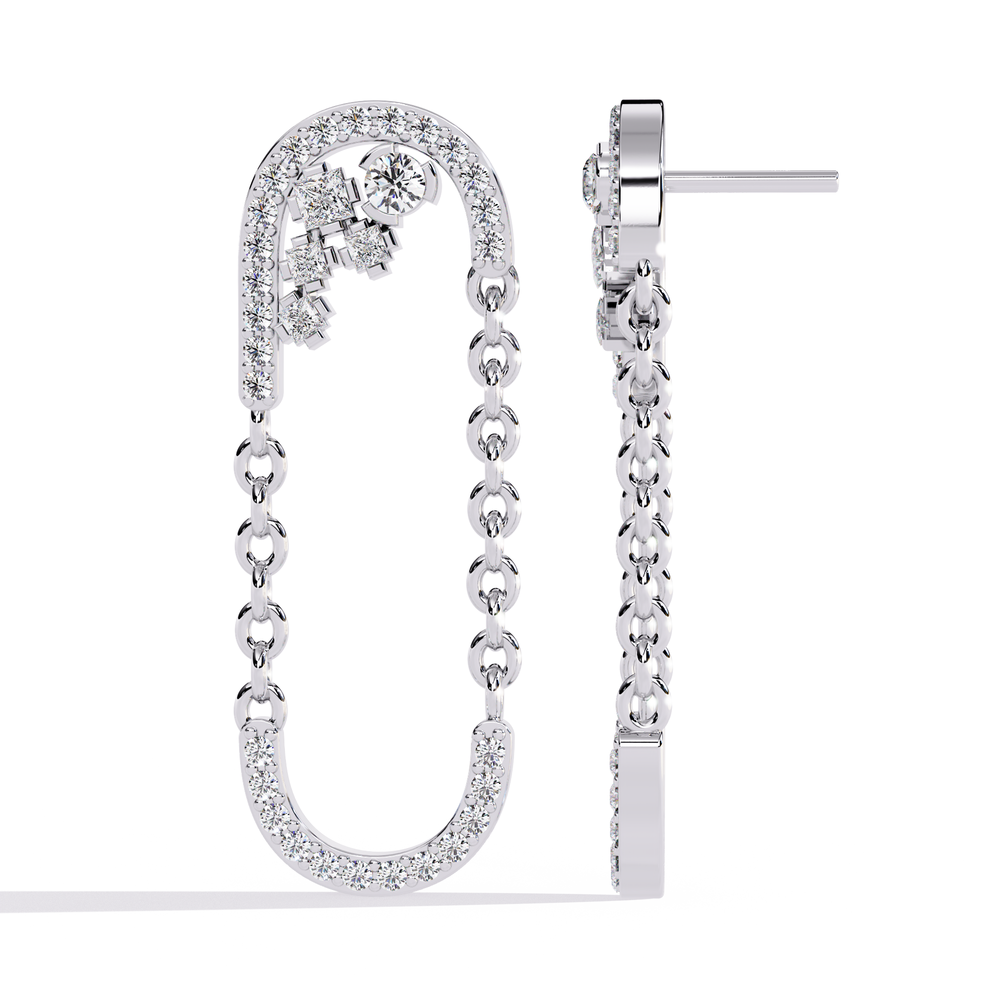 Linked Arc Diamond Drop Earrings | 925 Sterling Silver
