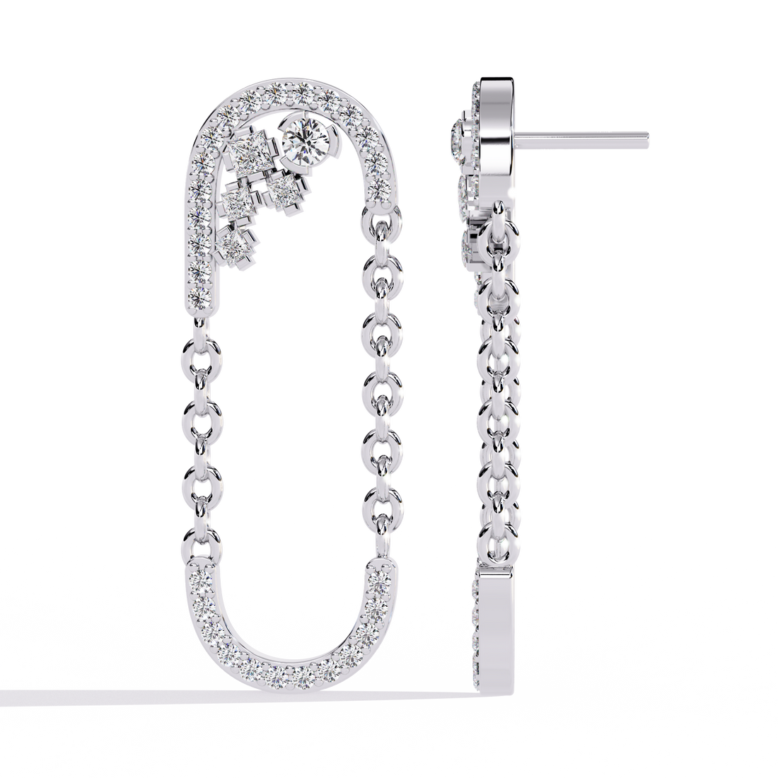 Linked Arc Diamond Drop Earrings | 925 Sterling Silver