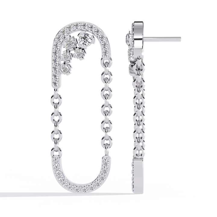 Linked Arc Diamond Drop Earrings | 925 Sterling Silver