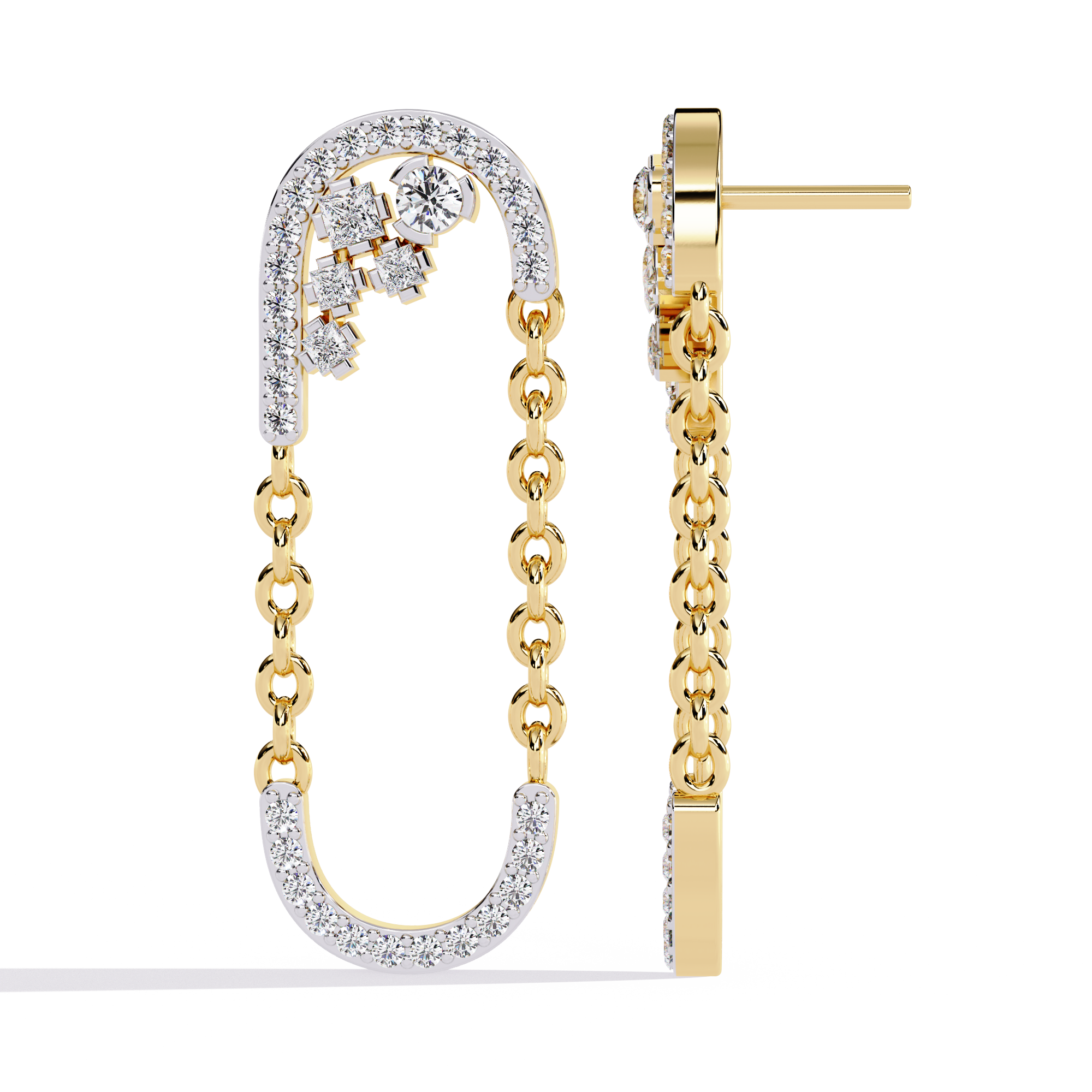 Linked Arc Diamond Drop Earrings | 925 Sterling Silver