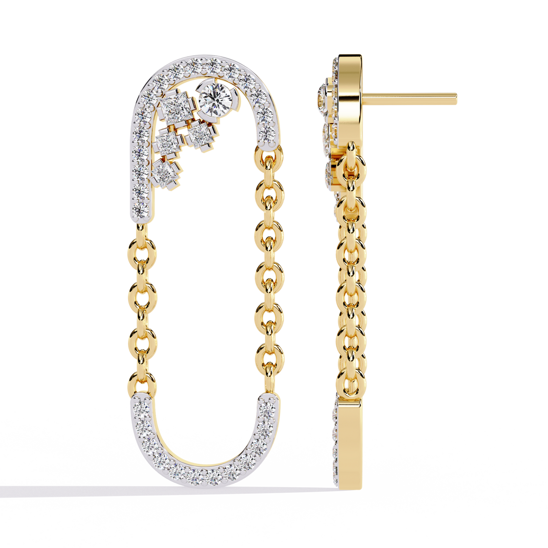 Linked Arc Diamond Drop Earrings | 925 Sterling Silver