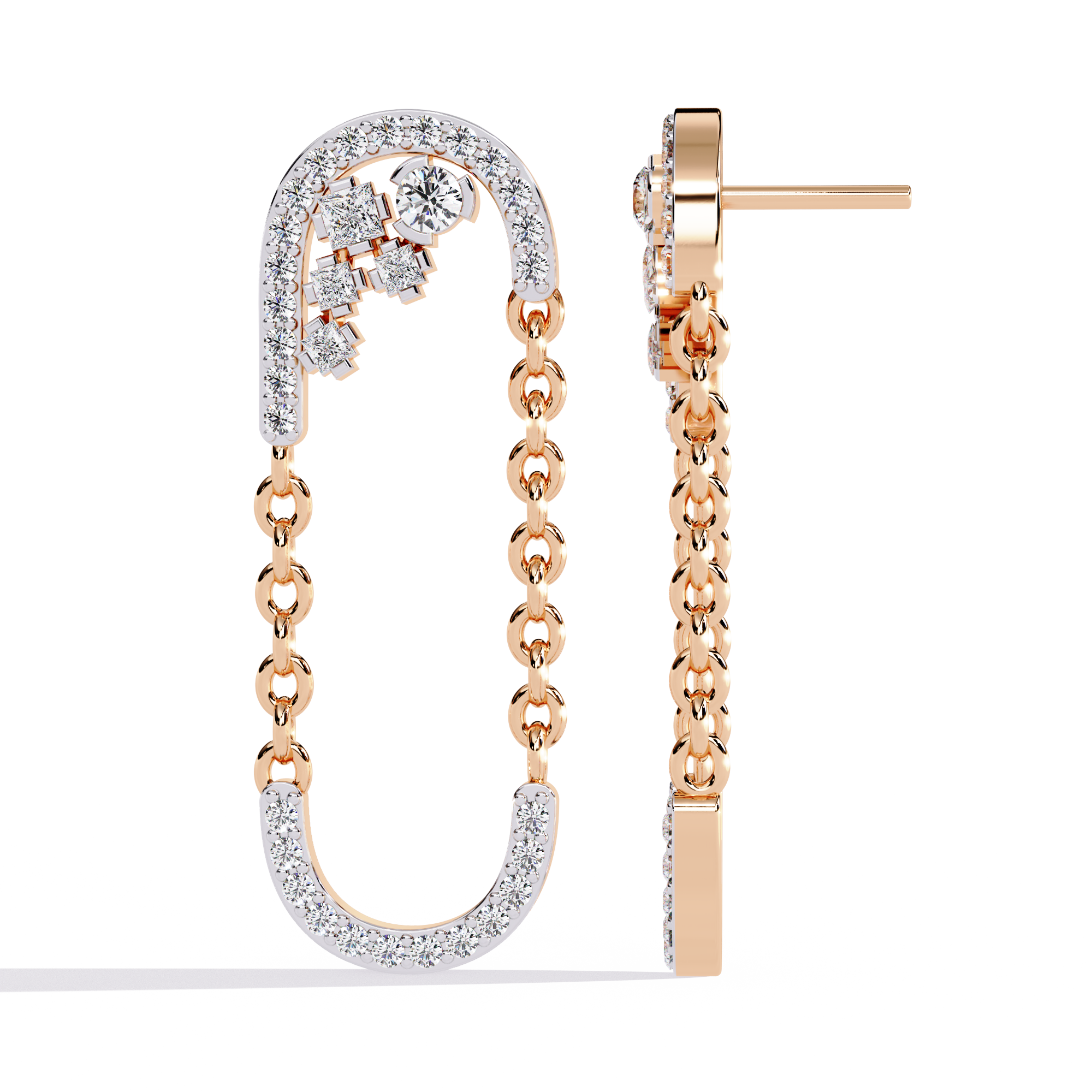 Linked Arc Diamond Drop Earrings | 925 Sterling Silver