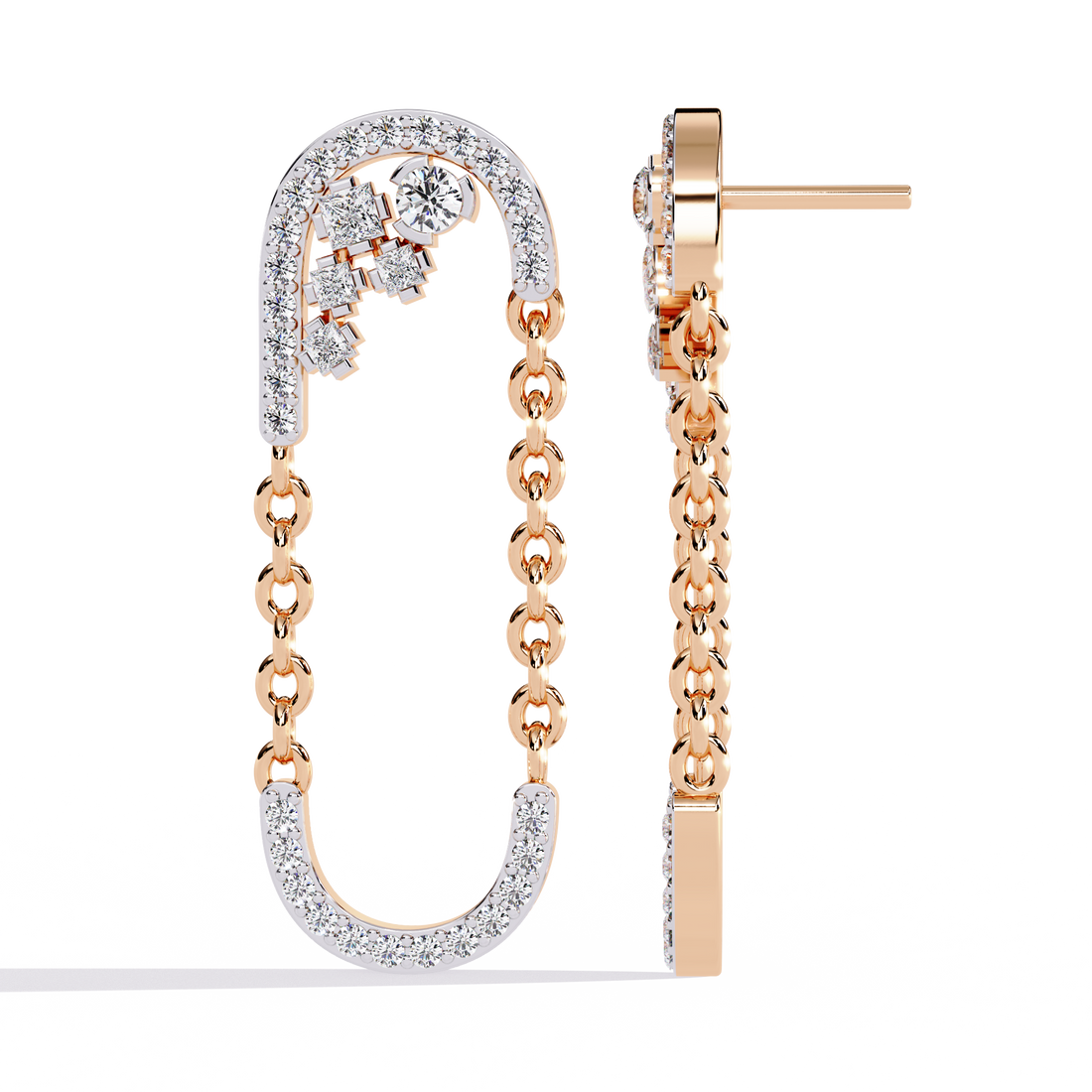 Linked Arc Diamond Drop Earrings | 925 Sterling Silver