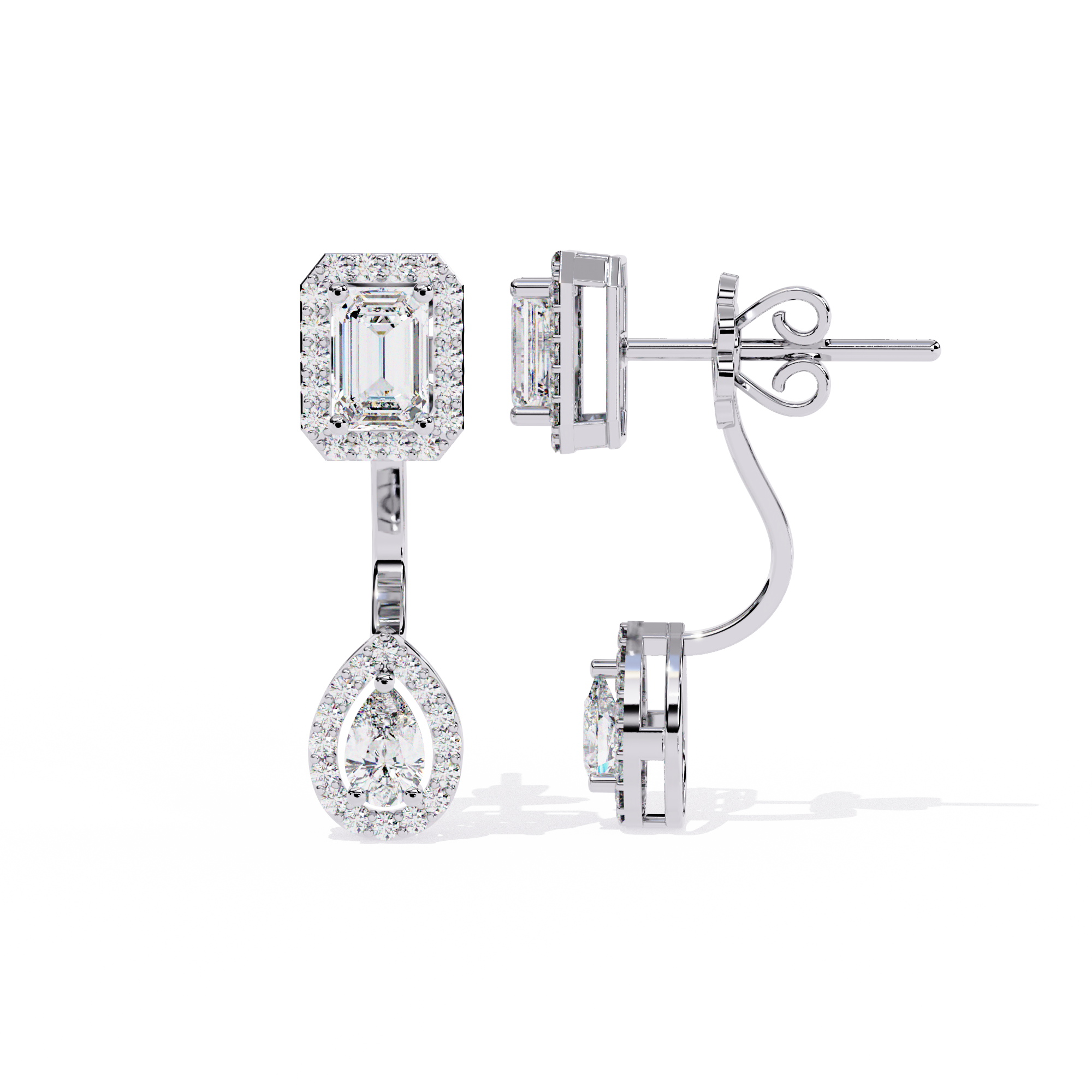 Emerald Halo Drop Earrings | 925 Sterling Silver