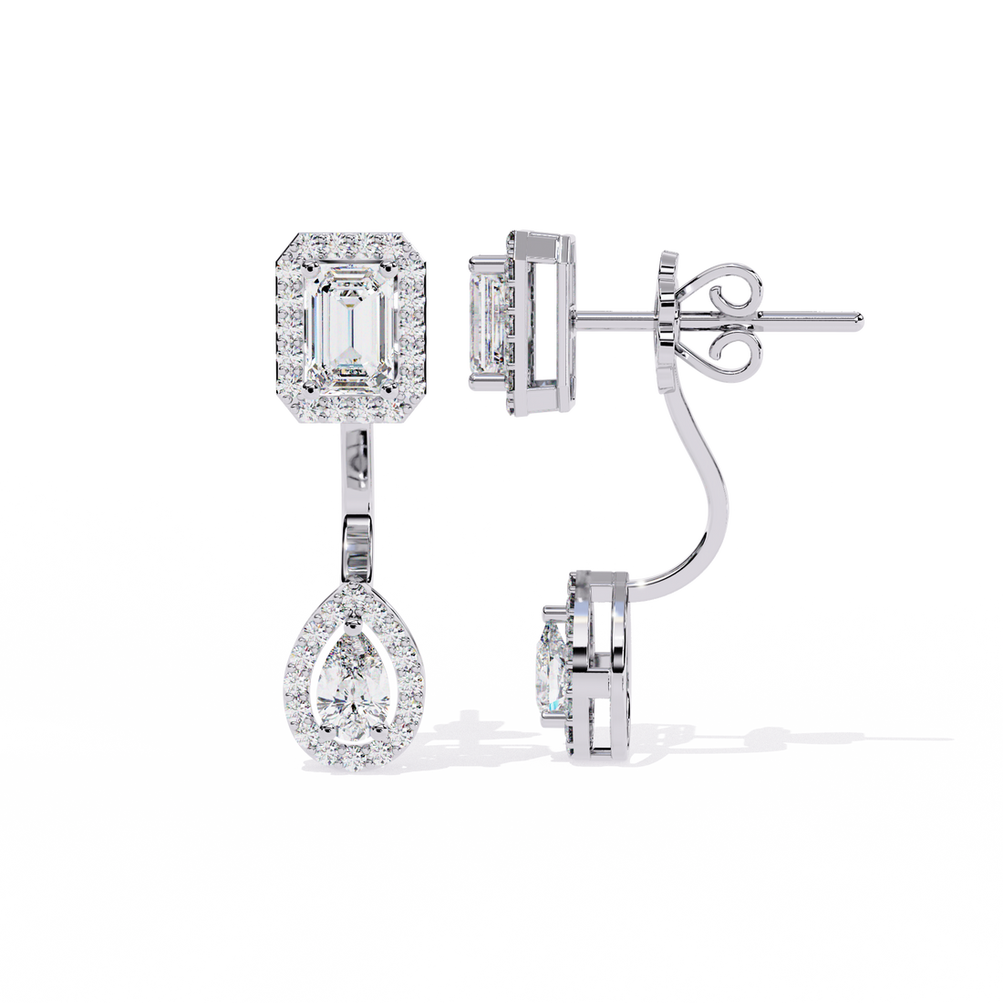 Emerald Halo Drop Earrings | 925 Sterling Silver