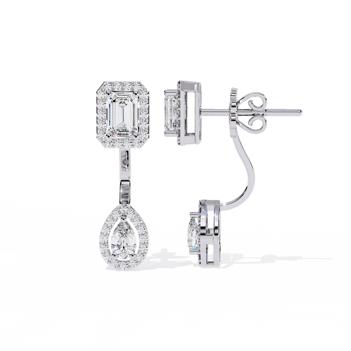 Emerald Halo Drop Earrings | 925 Sterling Silver