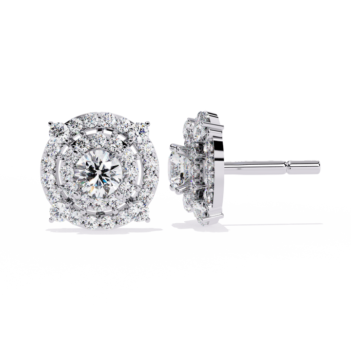 Radiant Double Halo Stud Earrings | 925 Sterling Silver