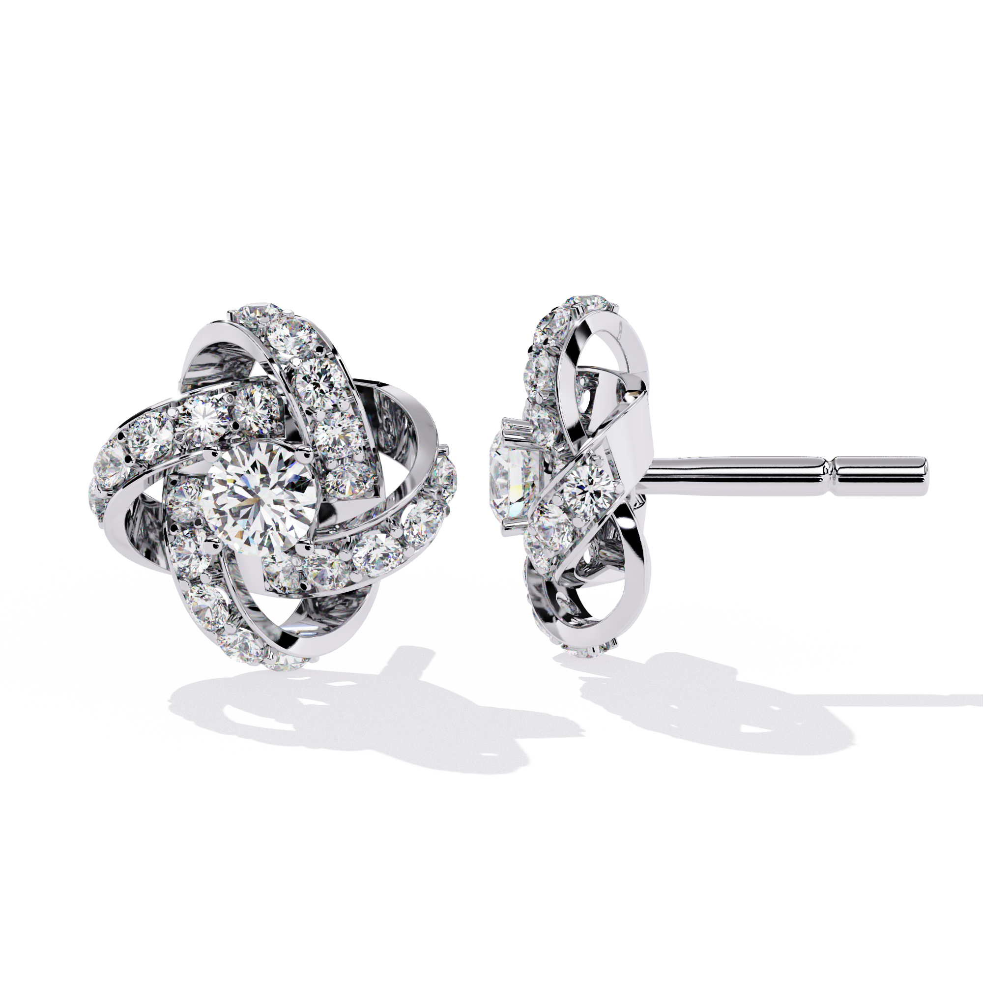 Eternal Knot Diamond Stud Earrings | 925 Sterling Silver