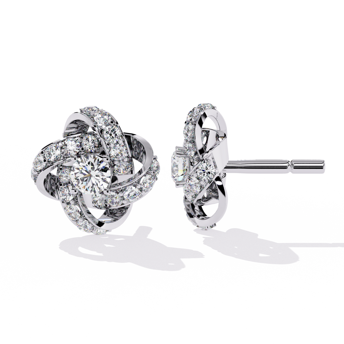 Eternal Knot Diamond Stud Earrings | 925 Sterling Silver