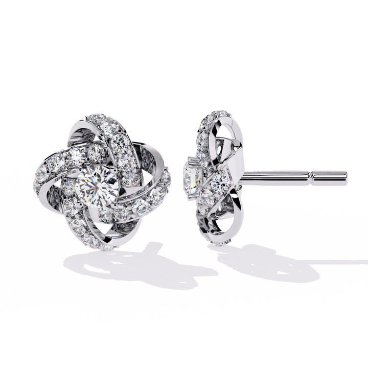 Eternal Knot Diamond Stud Earrings | 925 Sterling Silver