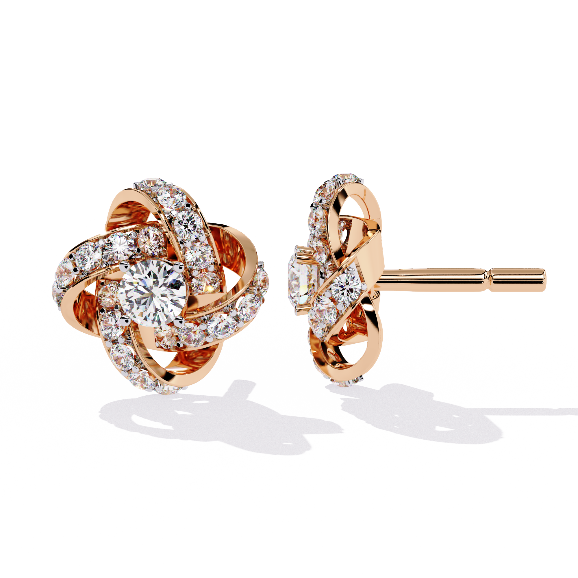 Eternal Knot Diamond Stud Earrings | 925 Sterling Silver
