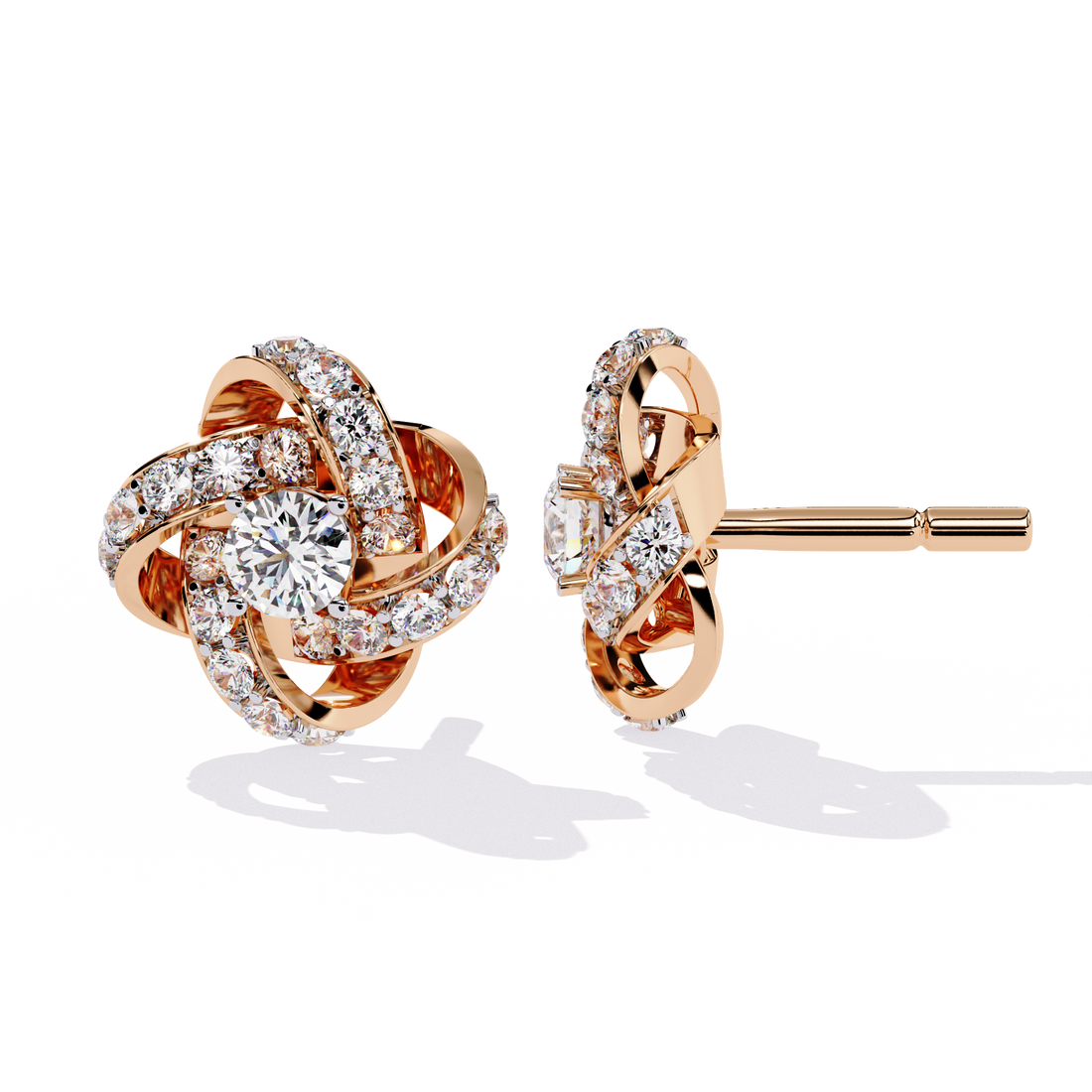 Eternal Knot Diamond Stud Earrings | 925 Sterling Silver