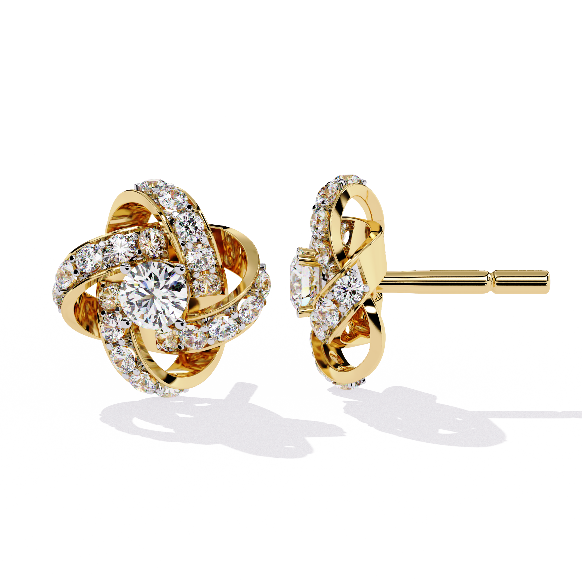 Eternal Knot Diamond Stud Earrings | 925 Sterling Silver