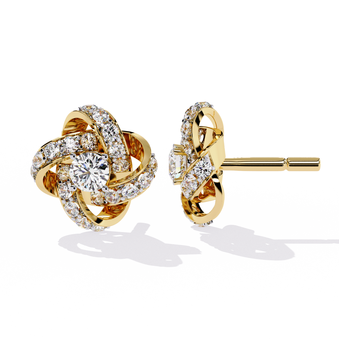 Eternal Knot Diamond Stud Earrings | 925 Sterling Silver