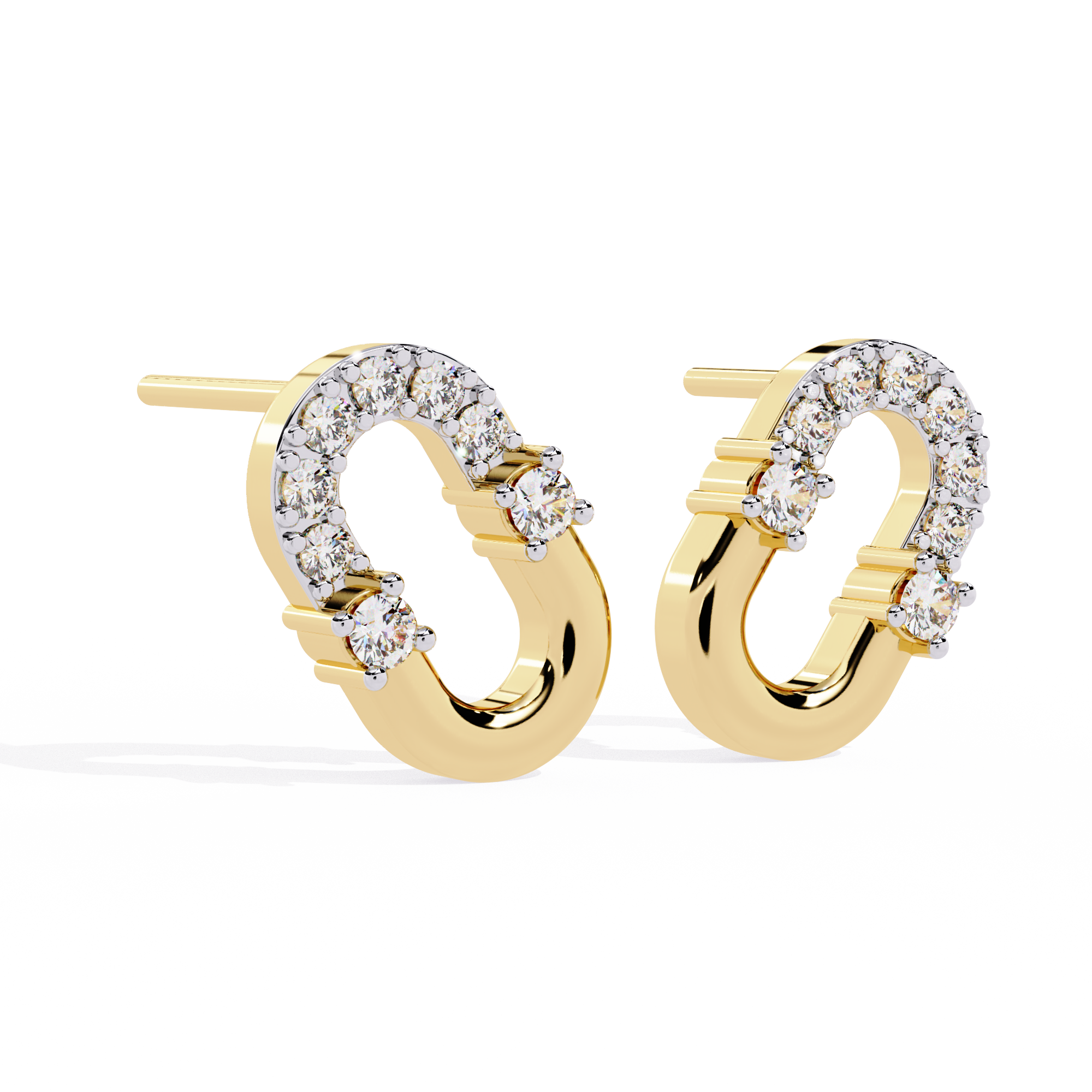 Pave Curve Studs | 925 Sterling Silver