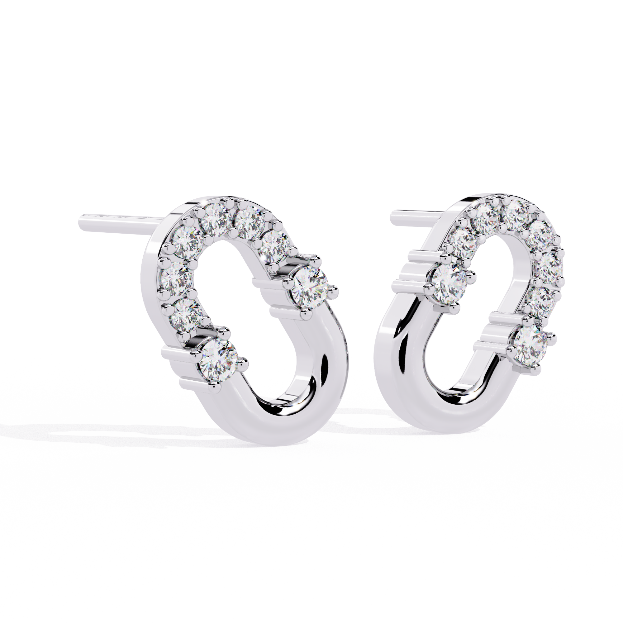 Pave Curve Studs | 925 Sterling Silver